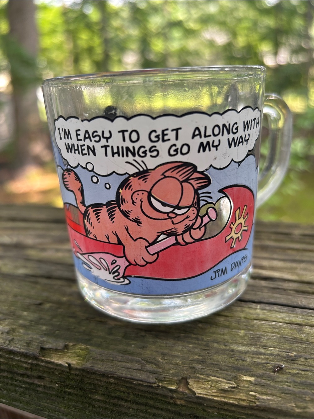 Garfield and Odie Glass Mug- Vintage 1978